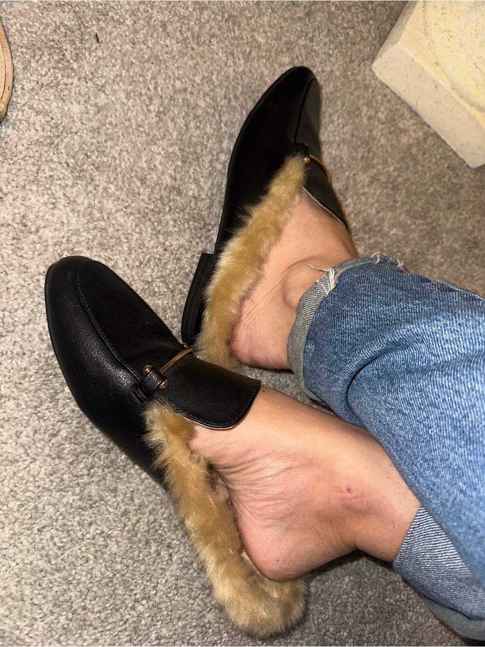 a new day Black Faux Fur Loafers